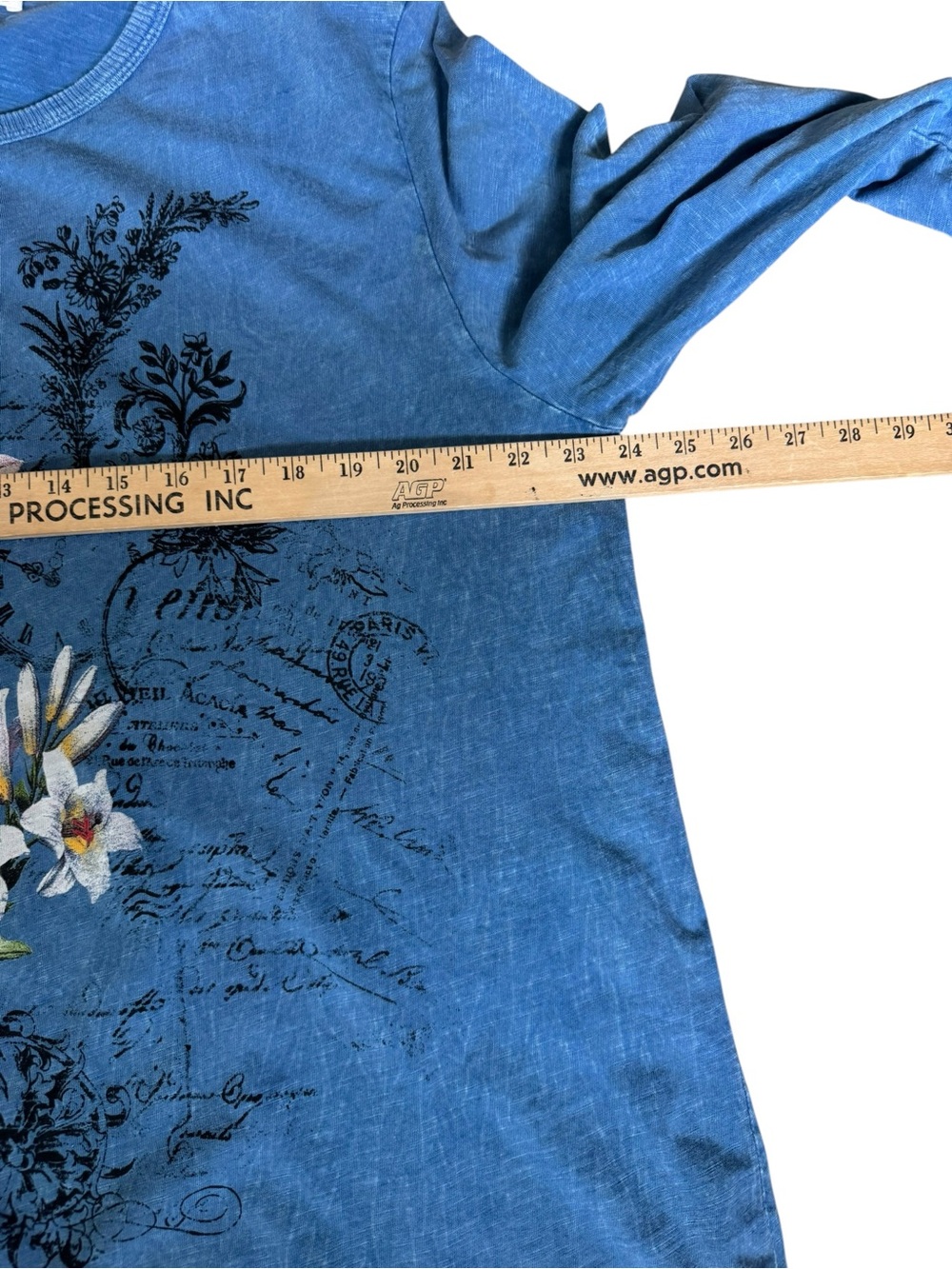 Jess & Jane Blue Floral Tunic Top 1X Artsy Cottagecore Boho Made in USA - Picture 4 of 8